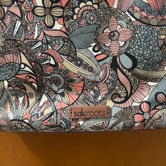 Sakroots Patterned Floral Crossbody Bag in Brown and Pink - Picture 3 of 7